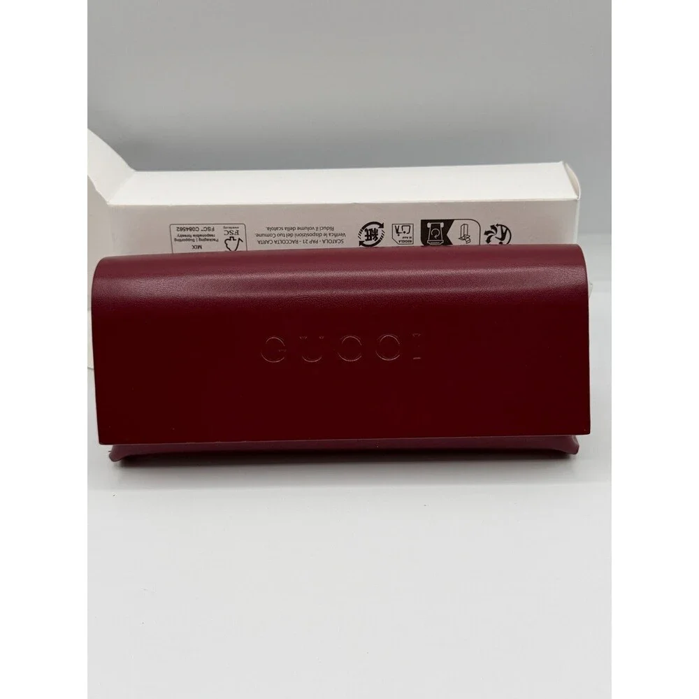 Gucci Eyeglasses Sunglasses Case Box w/ Cloth Authentic Burgundy EUC Set New